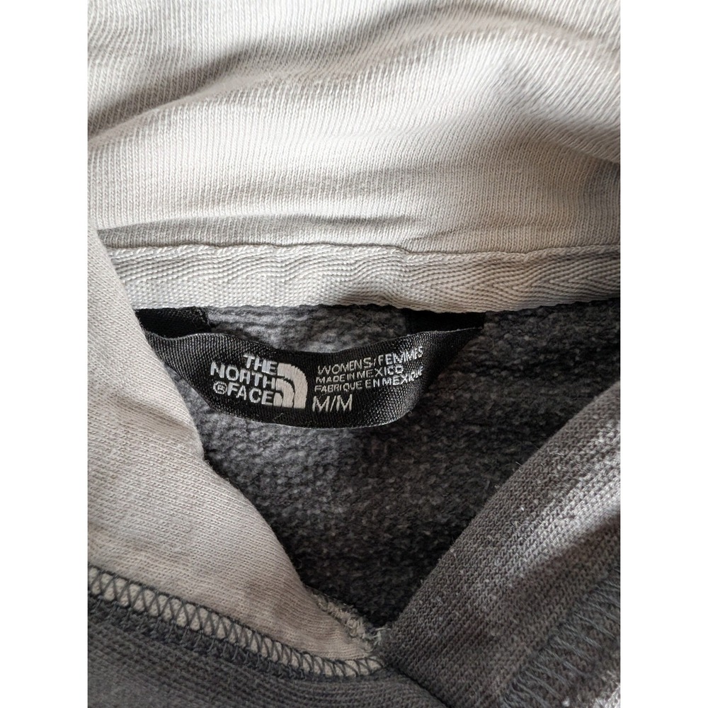 The North Face Womens Heather Grey Logo Pullover Hoodie Sweatshirt Raglan M - Picture 6 of 8